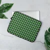 Woven Grid Green Lattice Laptop Sleeve — repeating basket-weave grid of deep forest green and pale mint rectangles