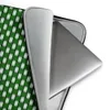 Woven Grid Green Lattice Laptop Sleeve — repeating basket-weave grid of deep forest green and pale mint rectangles