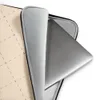 Stitched Diamond Trellis Laptop Sleeve — repeating diamond trellis of grey dashed lines and small cross-stitch marks