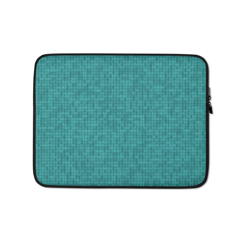 Teal Knit Texture Laptop Sleeve — seamless teal knitted fabric texture with tonal variation mimicking hand-crafted wool