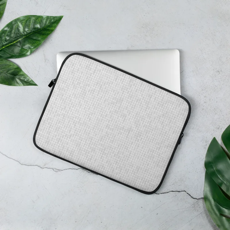 Classic White Knit Laptop Sleeve — seamless tone-on-tone white knit fabric texture with subtle interlocking stitch pattern