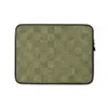 Sage Woven Basket Weave Laptop Sleeve — alternating woven square blocks with horizontal and vertical line textures in muted