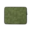 Forest Green Knit Texture Laptop Sleeve — seamless olive green knitted wool stitch pattern with interlocking loops and soft
