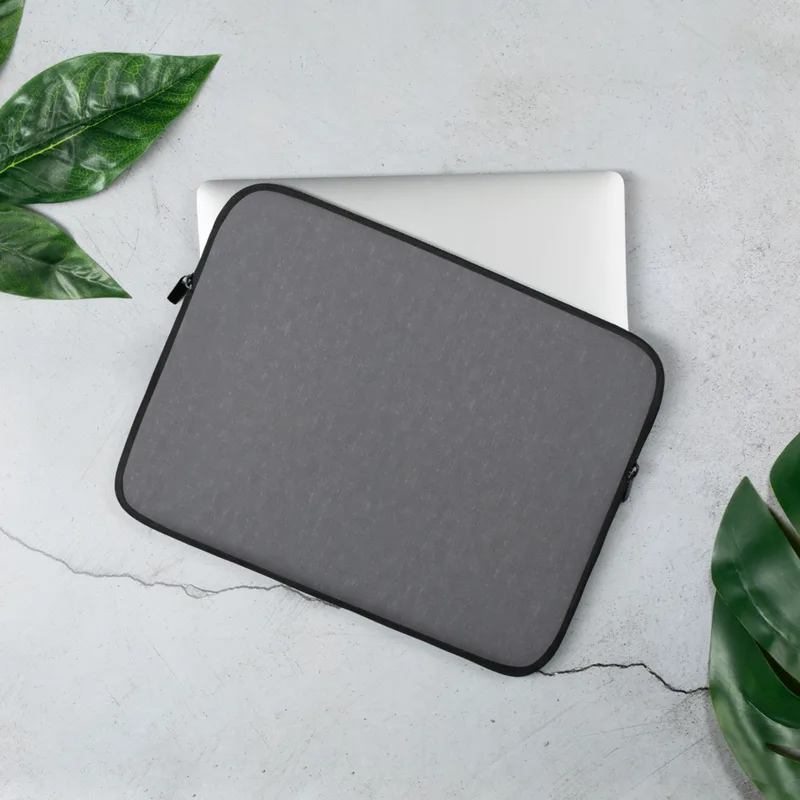 Slate Melange Minimal Laptop Sleeve — uniform slate gray woven melange textile surface with subtle tonal variation