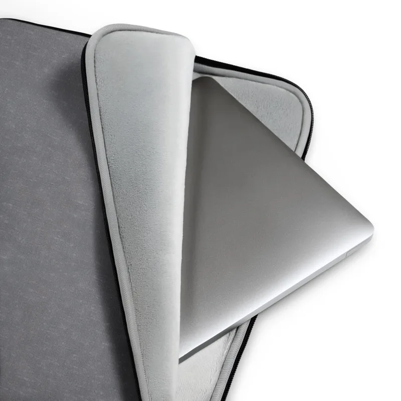 Slate Melange Minimal Laptop Sleeve — uniform slate gray woven melange textile surface with subtle tonal variation