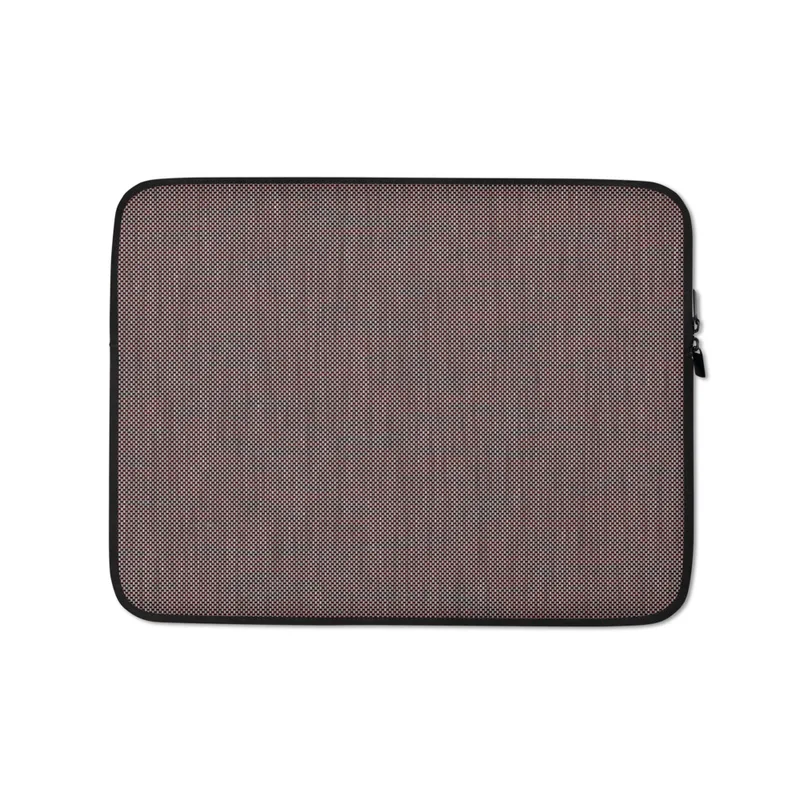 Dark Woven Texture Laptop Sleeve — fine dark checkerboard woven pattern in deep charcoal with warm burgundy and taupe