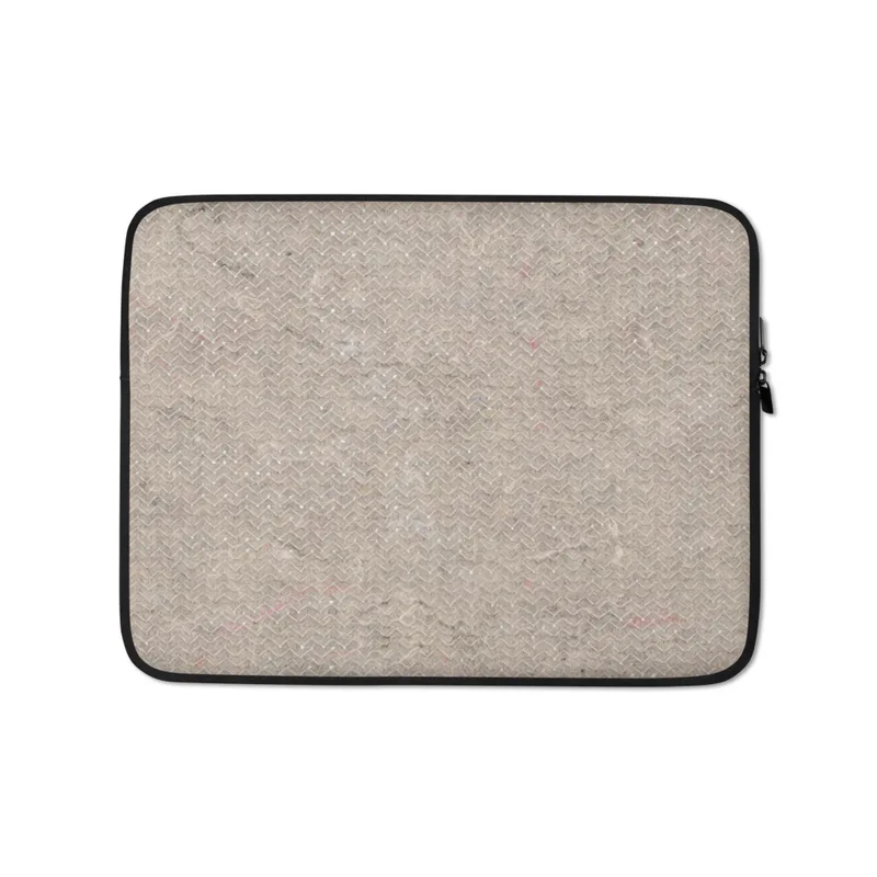 Herringbone Woven Earth Texture Laptop Sleeve — close-up herringbone woven fabric pattern in warm taupe and sandy beige