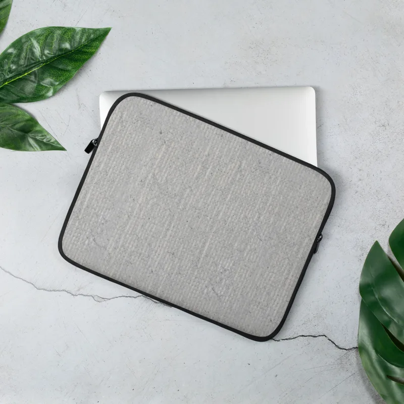 Stone Washed Minimal Laptop Sleeve — stone-washed concrete texture with soft vertical ribbing and organic cloud-like