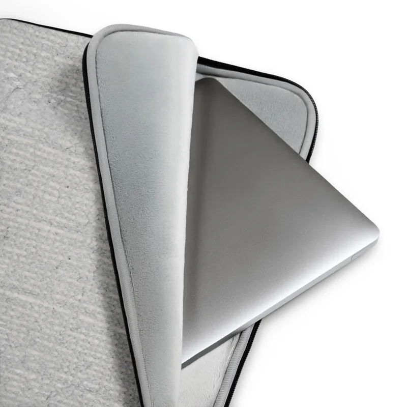 Stone Washed Minimal Laptop Sleeve — stone-washed concrete texture with soft vertical ribbing and organic cloud-like