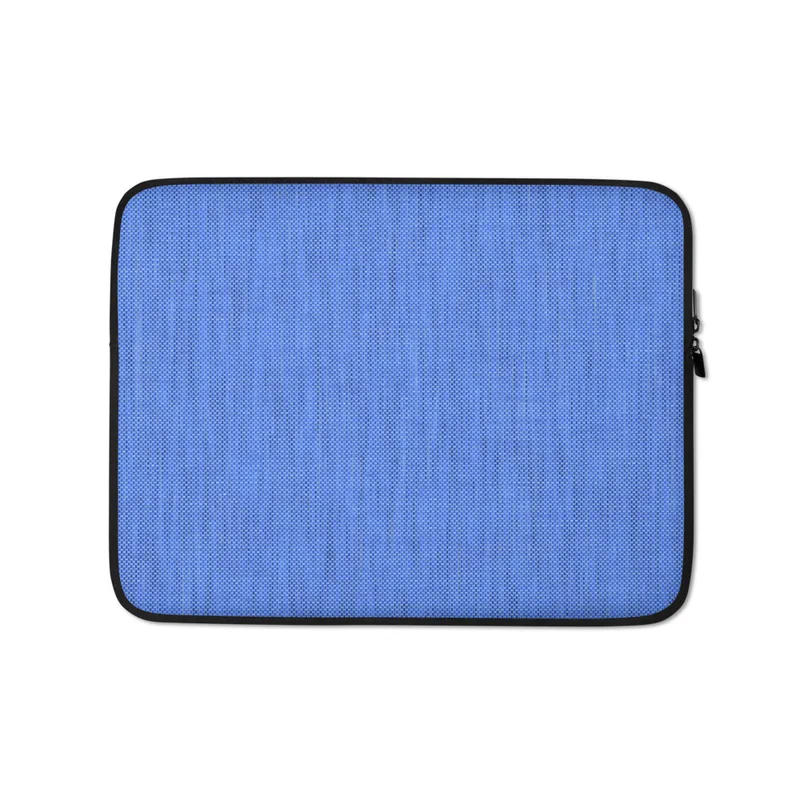 Azure Woven Texture Laptop Sleeve — close-up woven chambray fabric texture in cornflower blue with subtle tonal stripe