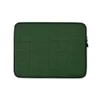 Forest Green Quilted Classic Laptop Sleeve — deep forest green quilted fabric with a uniform grid of precise stitching lines