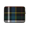 Highland Spirit Tartan Laptop Sleeve — classic Scottish tartan plaid with black background and bold crossing stripes