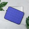 Royal Blue Quilted Grid Laptop Sleeve — quilted rectangular grid pattern in deep royal blue with stitched lines forming