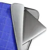 Royal Blue Quilted Grid Laptop Sleeve — quilted rectangular grid pattern in deep royal blue with stitched lines forming