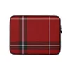 Crimson Highland Plaid Laptop Sleeve — classic red tartan fabric pattern with bold black bands and thin white pinstripes