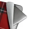 Crimson Highland Plaid Laptop Sleeve — classic red tartan fabric pattern with bold black bands and thin white pinstripes