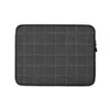 Midnight Grid Quilted Laptop Sleeve — close-up quilted grid pattern in deep charcoal with stitched seams forming uniform