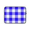 Classic Blue Gingham Laptop Sleeve — classic large-scale gingham pattern in vivid cobalt blue and white with a traditional