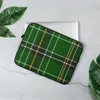 Celtic Green Tartan Laptop Sleeve — classic woven tartan pattern in deep forest green with intersecting black, white