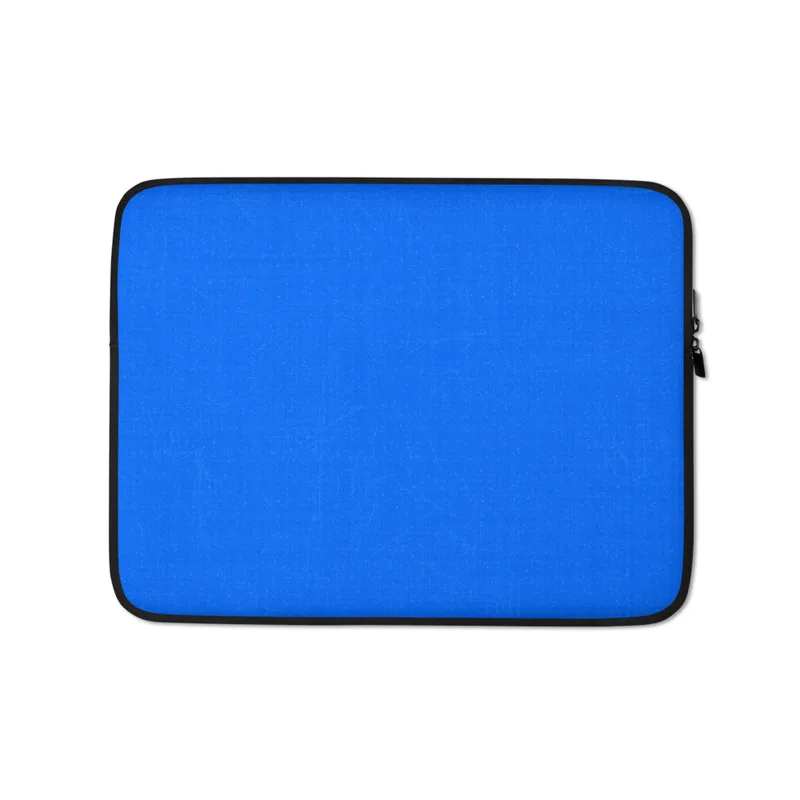 Azure Blue Minimalist Laptop Sleeve — solid vivid azure blue surface with subtle light crackle texture throughout