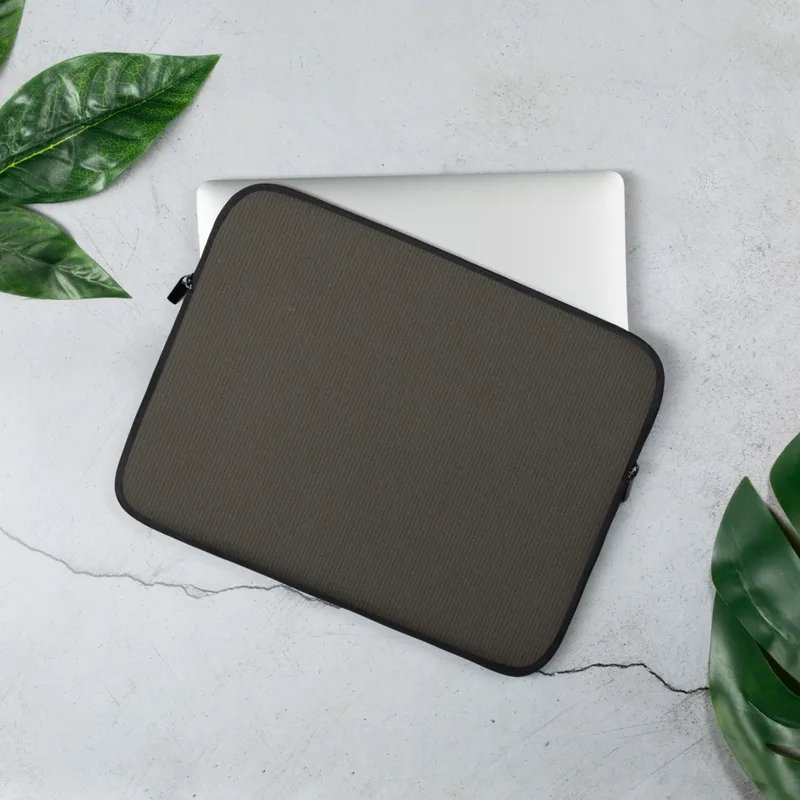 Charcoal Woven Texture Laptop Sleeve — close-up woven ribbed textile pattern in dark charcoal brown-gray tones with subtle