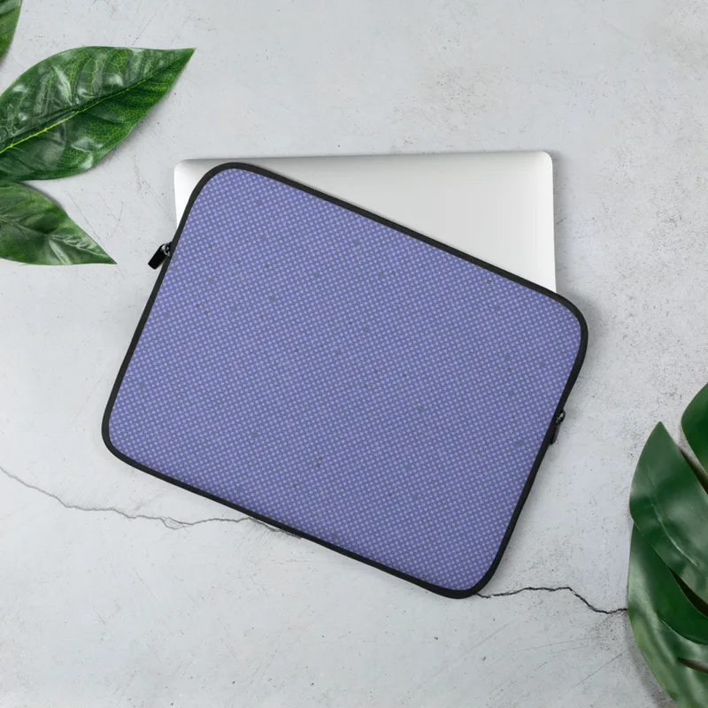 Periwinkle Grid Texture Laptop Sleeve — fine periwinkle and slate blue micro-checkerboard grid with faint organic marks