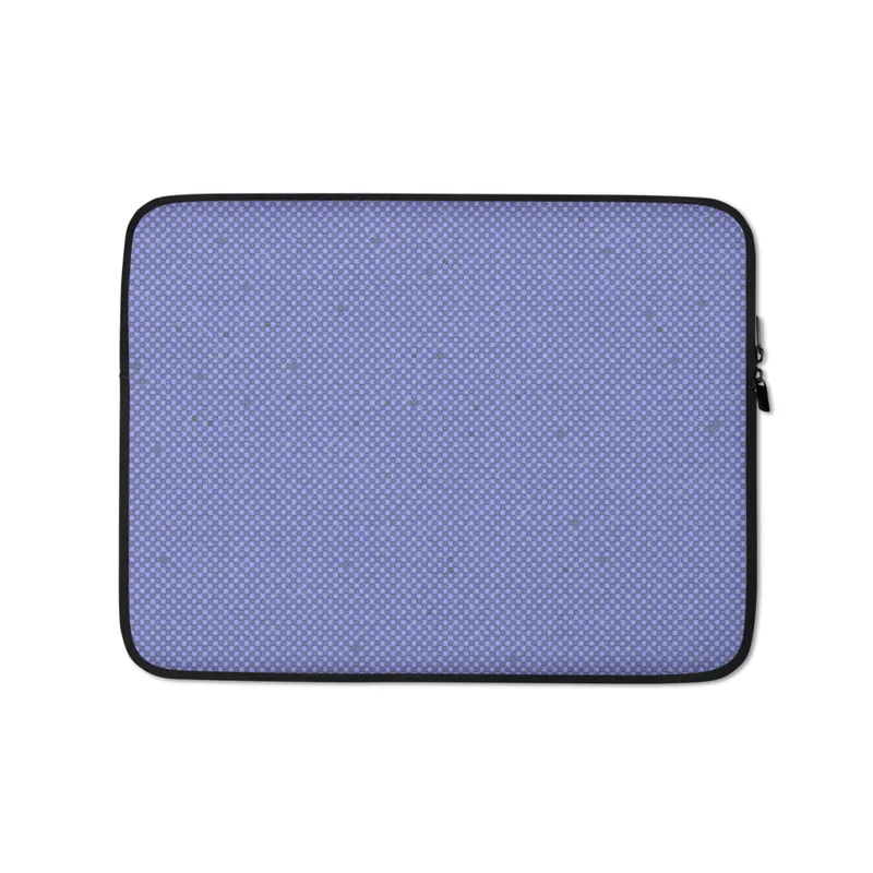 Periwinkle Grid Texture Laptop Sleeve — fine periwinkle and slate blue micro-checkerboard grid with faint organic marks