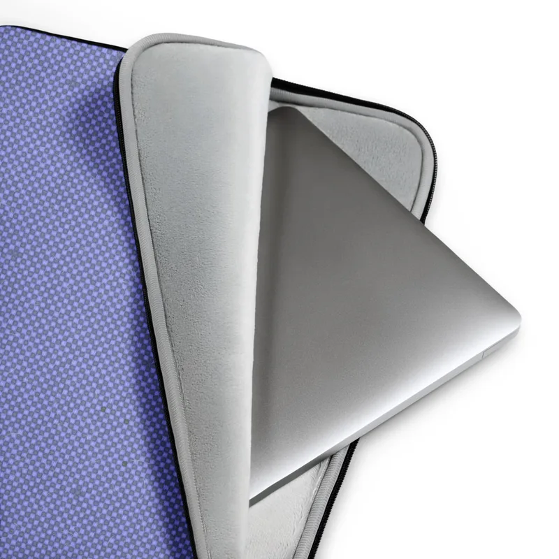 Periwinkle Grid Texture Laptop Sleeve — fine periwinkle and slate blue micro-checkerboard grid with faint organic marks