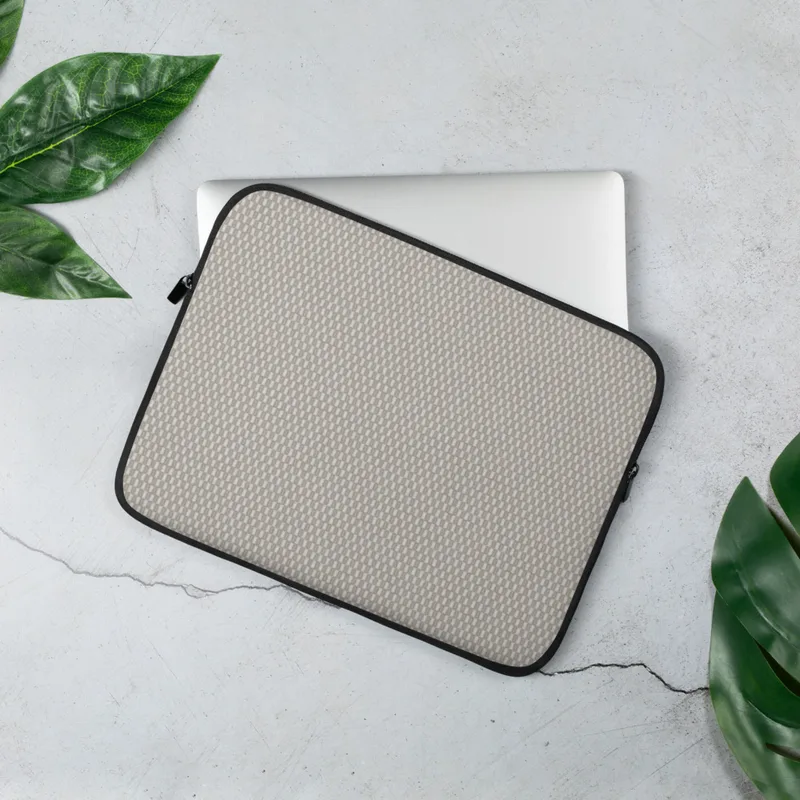 Woven Sand Linen Texture Laptop Sleeve — close-up woven textile pattern in warm taupe and off-white with repeating