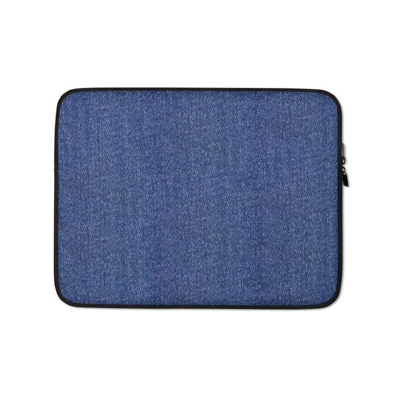 Classic Denim Texture Laptop Sleeve — close-up medium-wash blue denim fabric texture with visible diagonal twill weave