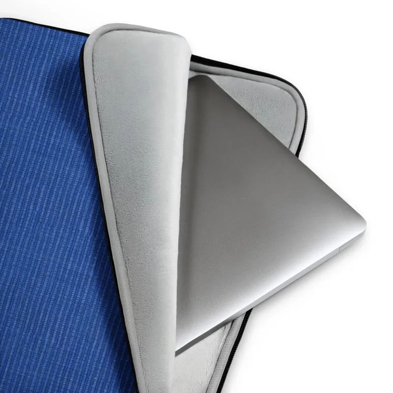 Royal Blue Woven Texture Laptop Sleeve — close-up woven fabric texture in deep royal blue with horizontal ribbed threading