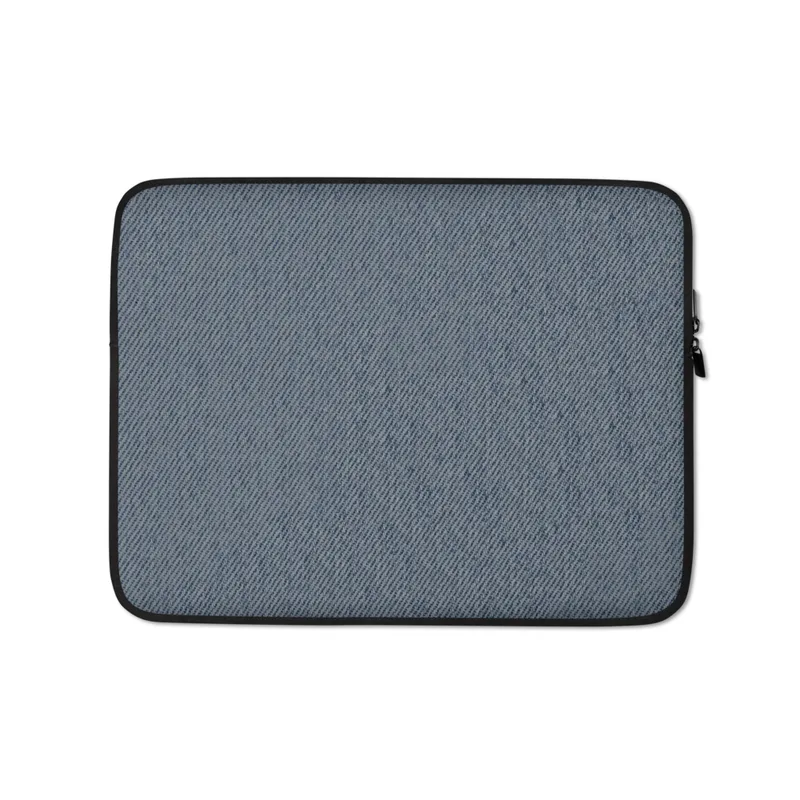 Classic Denim Twill Laptop Sleeve — close-up of a soft blue-grey diagonal twill weave texture resembling worn denim fabric