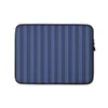 Bold Stripe Classic Laptop Sleeve — vertical pinstripes in cobalt blue, forest green, and white repeating across a deep navy