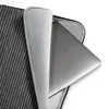 Classic Charcoal Stripe Laptop Sleeve — tight horizontal knit stripe pattern in alternating charcoal and silver-grey tones