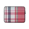 Classic Plaid Laptop Sleeve — red, navy, forest green, and white woven tartan plaid check pattern with layered intersecting