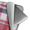 Classic Plaid Laptop Sleeve — red, navy, forest green, and white woven tartan plaid check pattern with layered intersecting