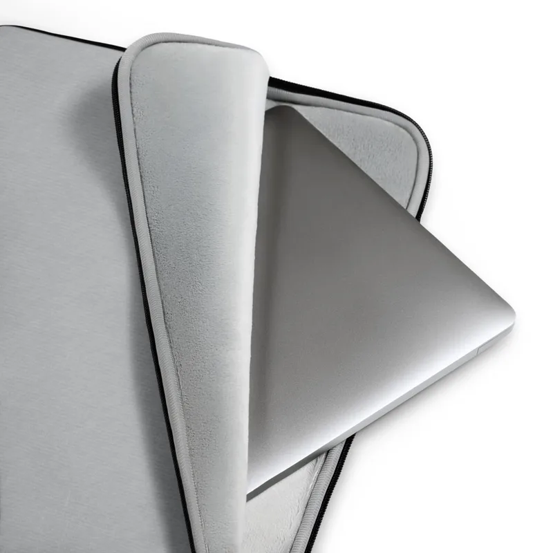 Classic Silver Minimalist Laptop Sleeve — smooth cool-toned silver-gray textile surface with subtle fabric texture