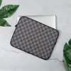 Charcoal Flannel Check Laptop Sleeve — close-up woven check pattern in charcoal and light grey with diagonal twill texture