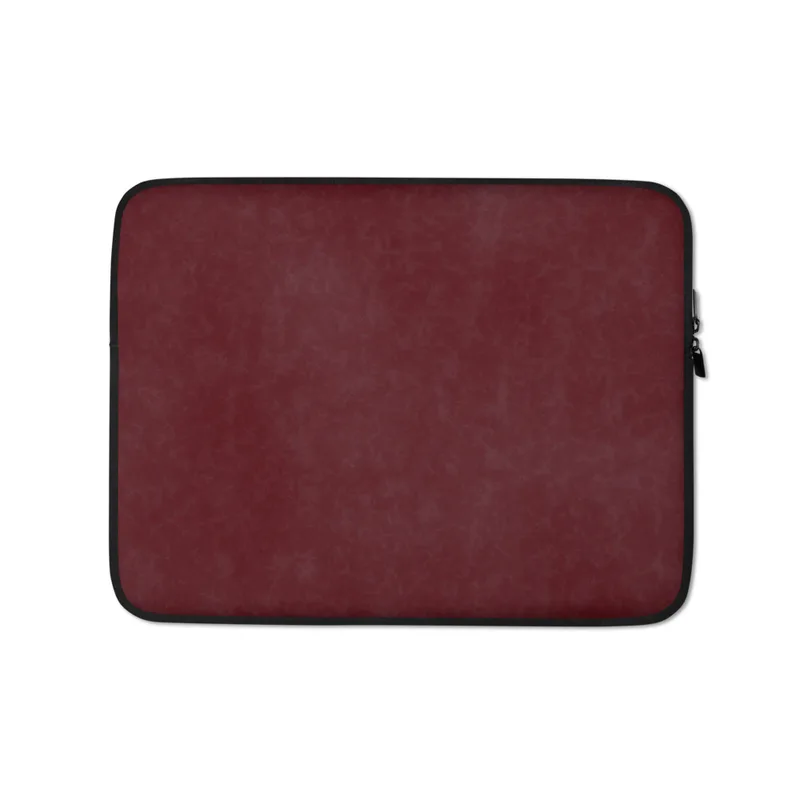 Deep Crimson Velvet Laptop Sleeve — rich marbled crimson and deep wine-red texture with subtle tonal variations on a dark