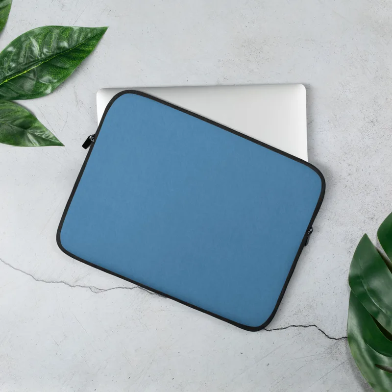Calm Sky Blue Laptop Sleeve — smooth solid sky blue with subtle woven textile texture throughout