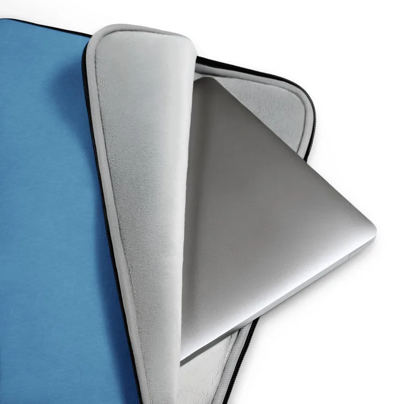 Calm Sky Blue Laptop Sleeve — smooth solid sky blue with subtle woven textile texture throughout
