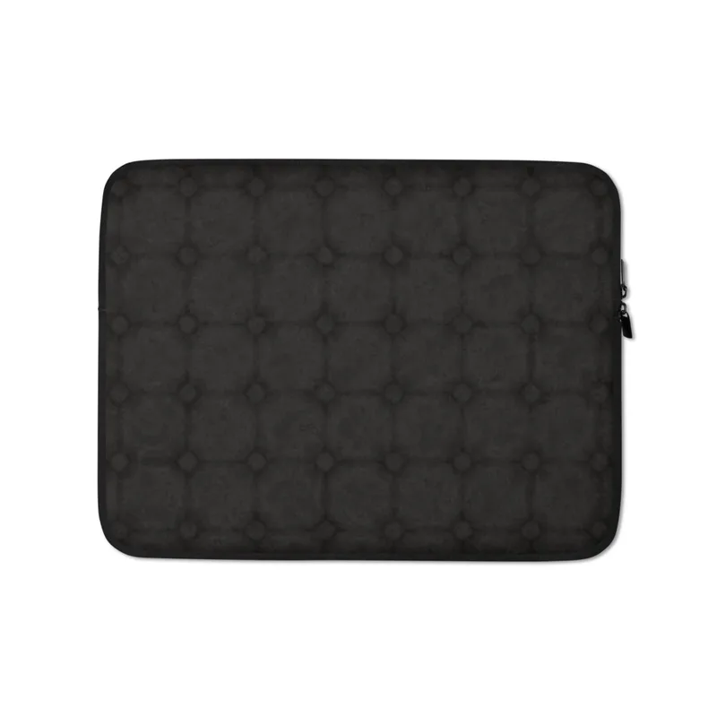 Dark Stone Grid Laptop Sleeve — repeating grid of dark charcoal octagonal tiles with small diamond-shaped intersections