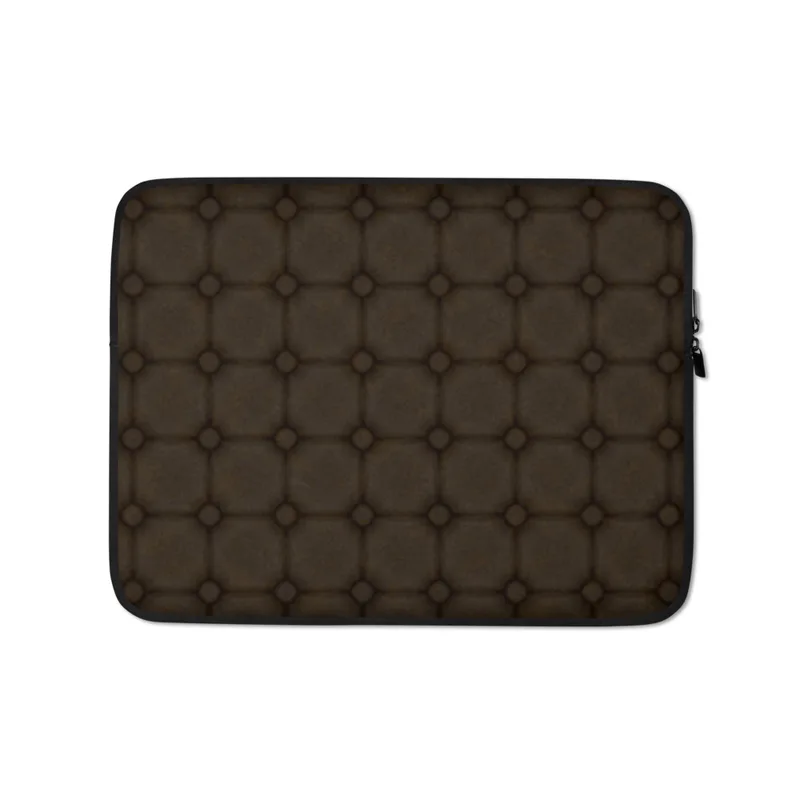 Dark Cobblestone Grid Laptop Sleeve — repeating grid of dark octagonal stone tiles with small diamond joints in deep