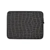 Midnight Croc Laptop Sleeve — close-up crocodile skin emboss pattern in deep black with raised segmented scales and grey