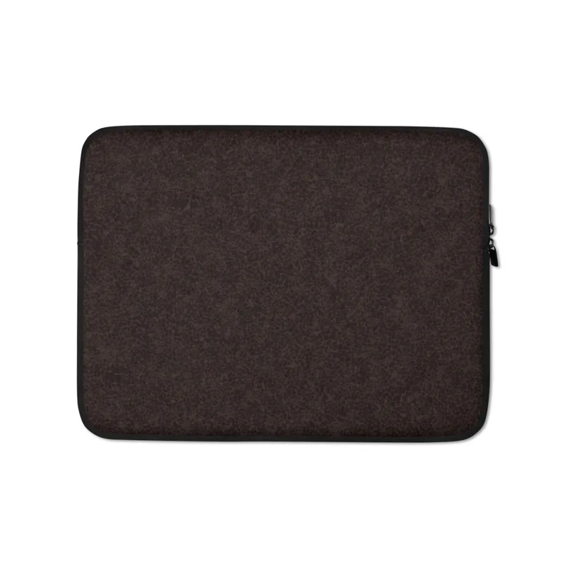 Dark Earth Crackle Texture Laptop Sleeve — seamless dark espresso brown surface with fine crackle and micro-grain texture