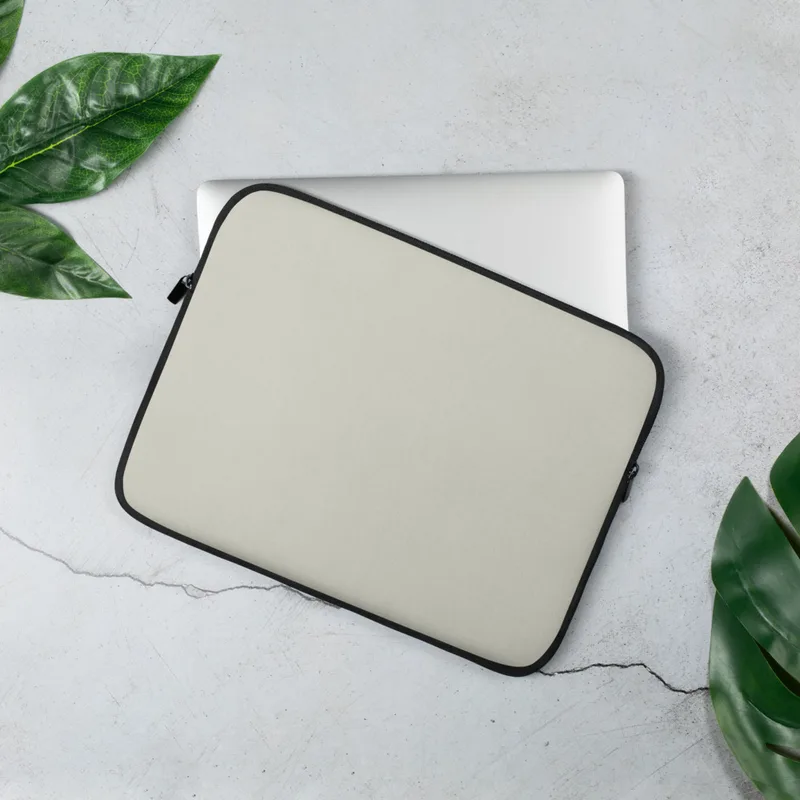 Clean Slate Minimal Laptop Sleeve — solid warm off-white greige field with no pattern, uniform matte tone blending cream