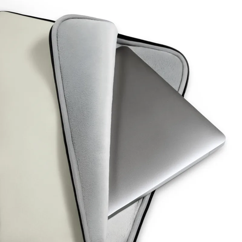 Clean Slate Minimal Laptop Sleeve — solid warm off-white greige field with no pattern, uniform matte tone blending cream