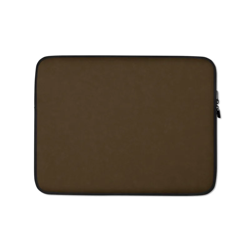 Rich Earth Tone Laptop Sleeve — solid deep chocolate brown with subtle organic surface texture suggesting aged suede or worn