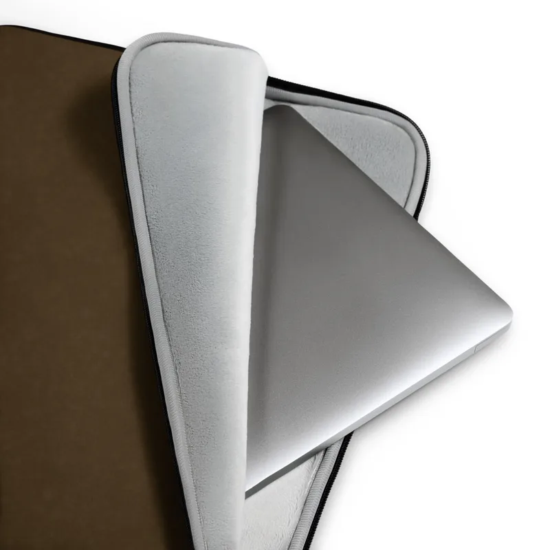 Rich Earth Tone Laptop Sleeve — solid deep chocolate brown with subtle organic surface texture suggesting aged suede or worn
