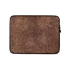 Vintage Worn Leather Laptop Sleeve — aged leather surface with cracked mahogany and warm caramel tones forming a dense web
